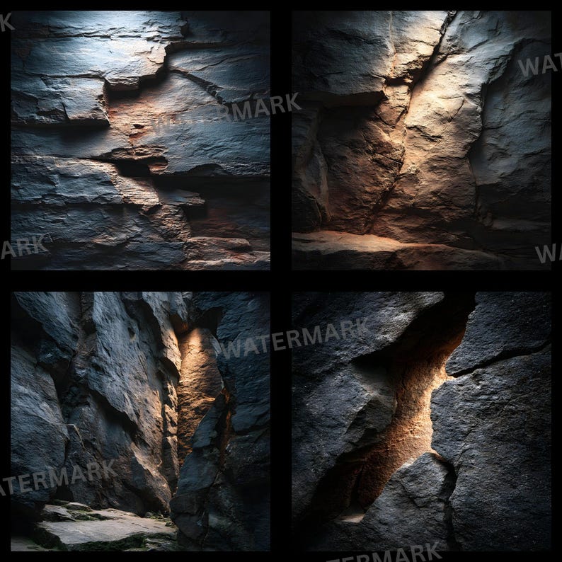 Rocky Cave Wall Digital Backdrop: Fantasy Texture Art (4096x4096 JPG ...