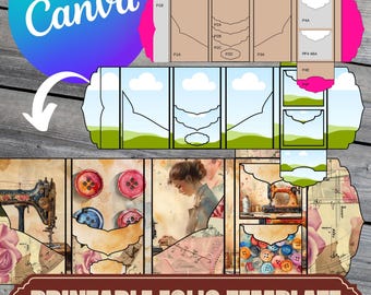 Canva Junk Journal Folio Template – Printable Folding Folder Kit (Commercial Use)