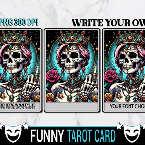 Tattooed Temptress Whimsical Tarot Card Clipart Blank Card Included