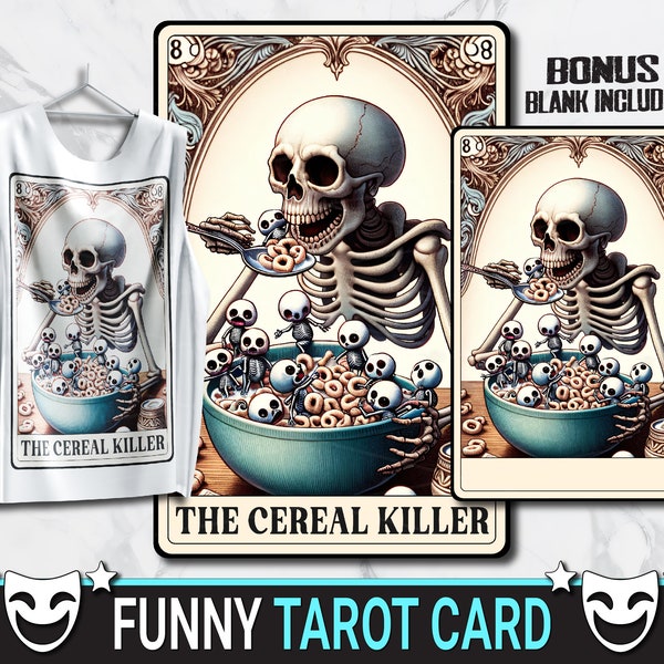 The Cereal Killer | Funny Tarot Card Clipart | Transparent PNG | Copyright Free | Digital Download | T-Shirt & Bags | Sublimation Prints