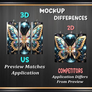 Steampunk Intricate Butterfly Tumbler Wrap 20oz Sublimation Design HD PNG Digital Art image 2