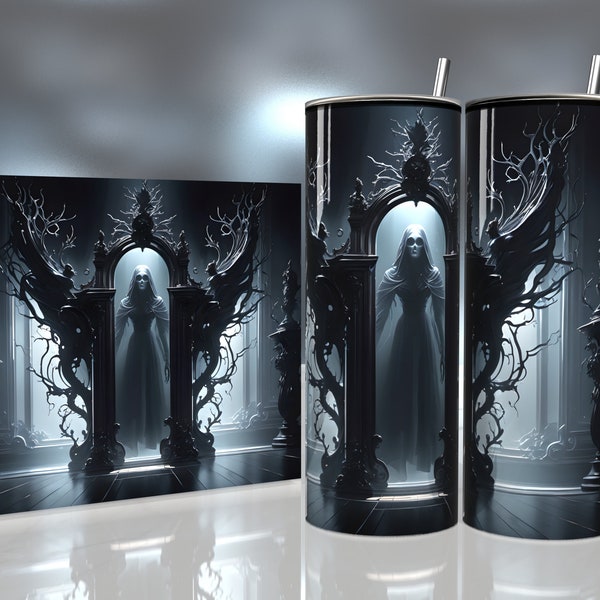 Eerie Ghost Mirror - Tumbler Wrap 20oz - Sublimation Design - HD PNG Digital Art