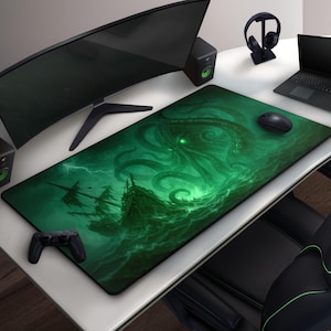 Cthulhu Inspired Gaming Mousepad, Kraken Sea Monster Desk Mat, H.P Lovecraft Inspired, Eldritch  Horror, Alien Ocean Creature, Dark Fantasy