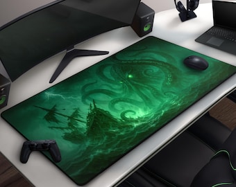 Cthulhu Inspired Gaming Mousepad, Kraken Sea Monster Desk Mat, H.P Lovecraft Inspired, Eldritch  Horror, Alien Ocean Creature, Dark Fantasy