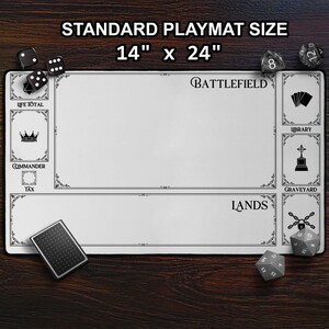 Elegant White Gothic Playmat For MTG With Card Zones, Premium Filigree Mat, New Player Learning Gift, TCG Accessories, Victorian Style Zones
