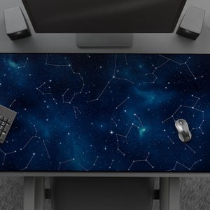 Constellation Star Map Gaming Mousepad,  Celestial Galaxy Desk Mat, Cosmic Night Sky Art, Large Extended Mat, Astrology Office Decor Gift