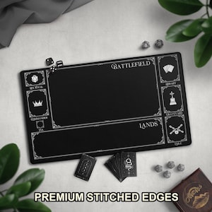 Elegant EDH Commander TCG Playmat With Premium Stitched Edges, 24" x 14" Standard Size. New Player Learning Gift, Victorian Style Card Zones