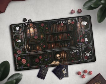Tappetino da gioco per MTG con bordi cuciti, 61 x 35,6 cm, tappetino da gioco con carte TCG cucite, tappetino da gioco da tavolo Commander, superficie in gomma liscia, tappetino da scrivania