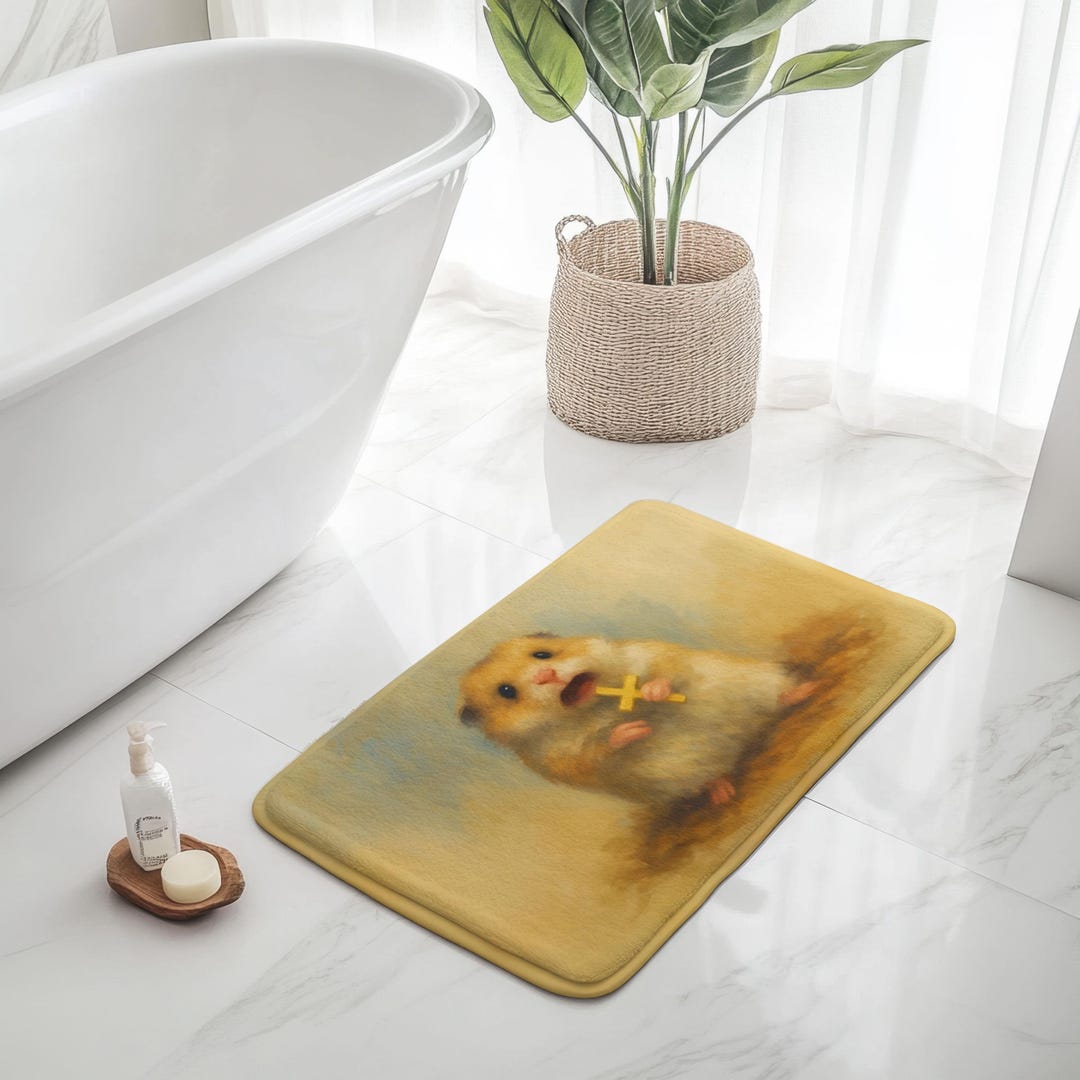 Hamster Rug Terrified Hamster Bathmat, Funny Animal Bathroom Rug, Anti-slip Memory ...