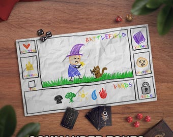 Funny "Paper" TCG Playmat With Optional EDH Card Zones, 14" x 24" Neoprene Game Mat, Paper & Crayon Texture, TCG Gag Gift, Extended Play Mat