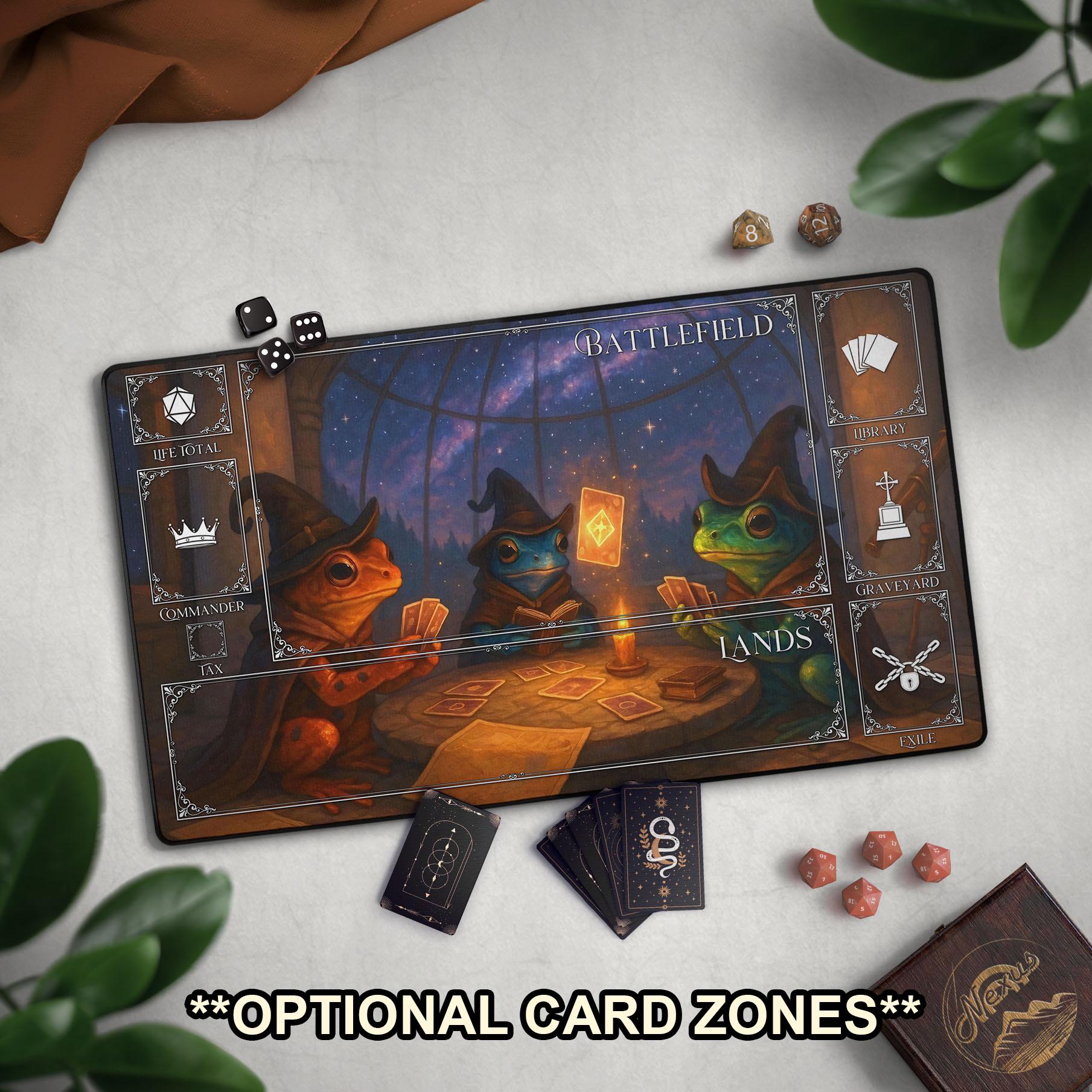 Witchy Frogs Playing Cards TCG Playmat, Scenic Dartfrog Fantasy