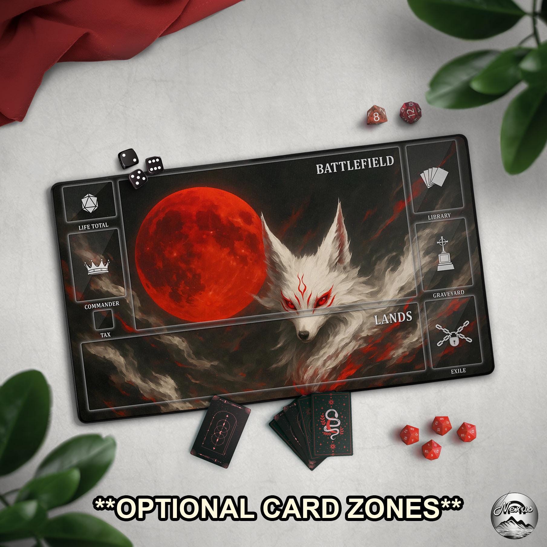 taibunさん　プレイマット Fox Spirit & Torii Gate TCG Playmat, Full Moon 9 Tailed Kitsune