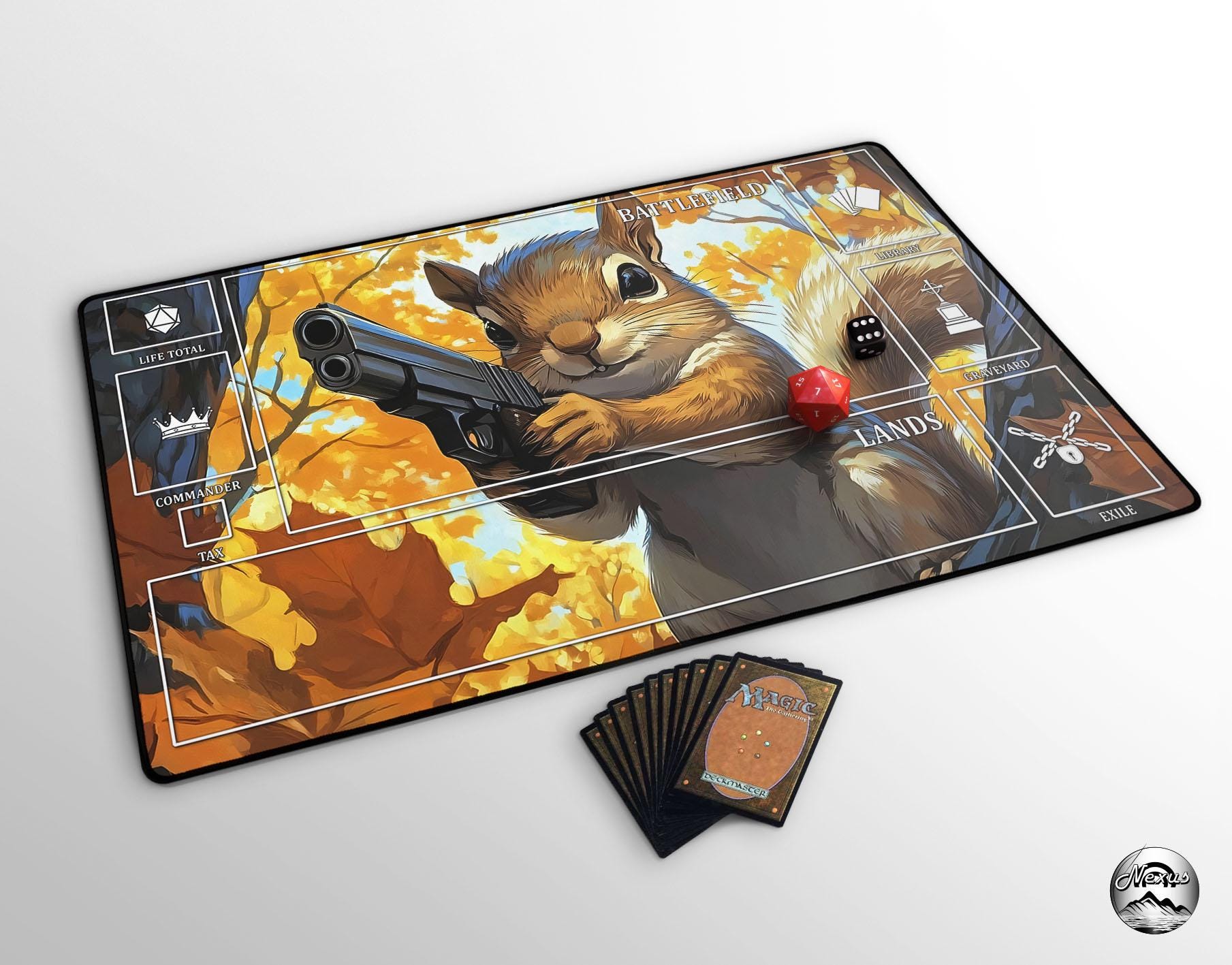 Funny Squirrel With Gun Playmat, Psycho Squirrel With Gun