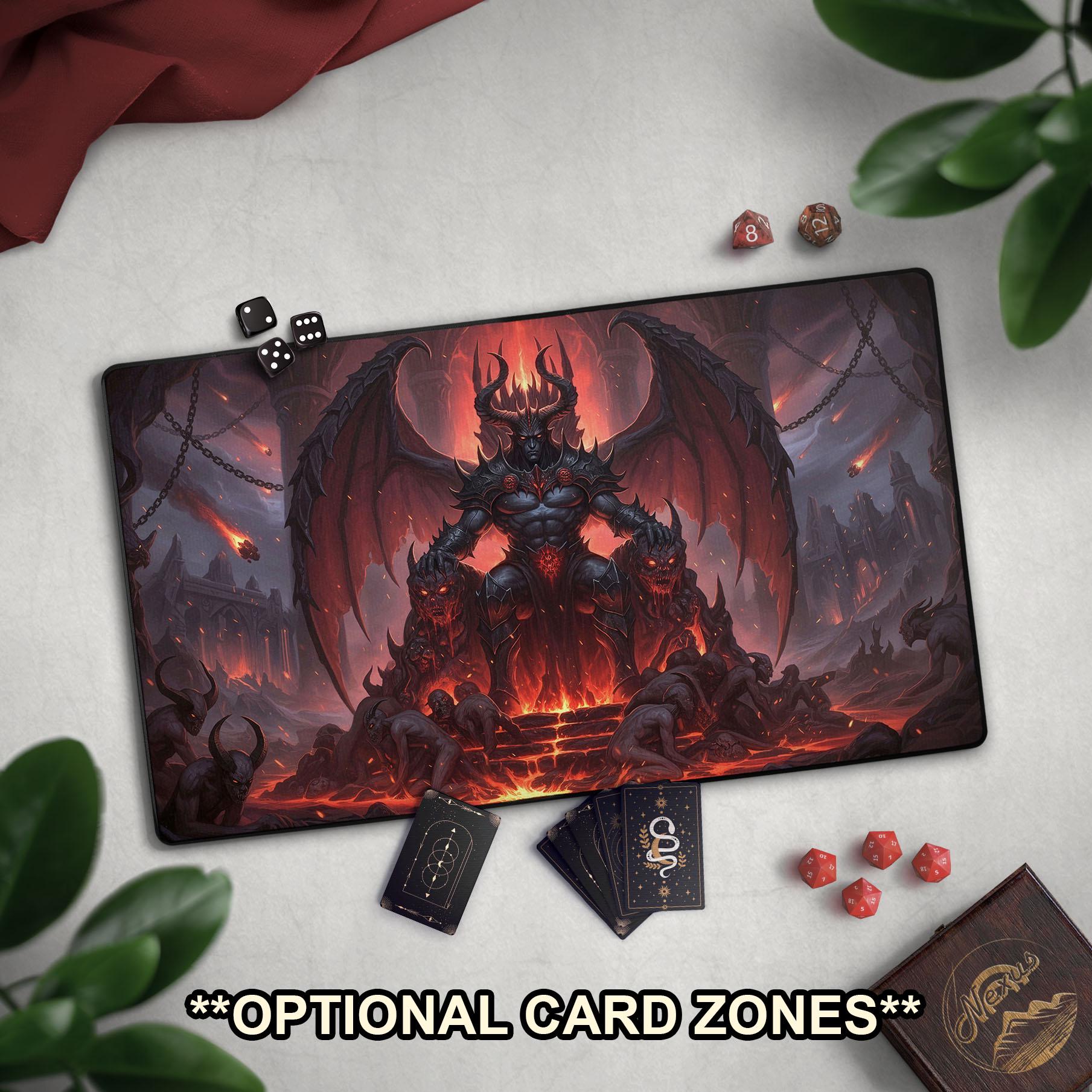 Demon Overlord TCG Playmat, Dark Fantasy Mat With EDH Zones, Demon