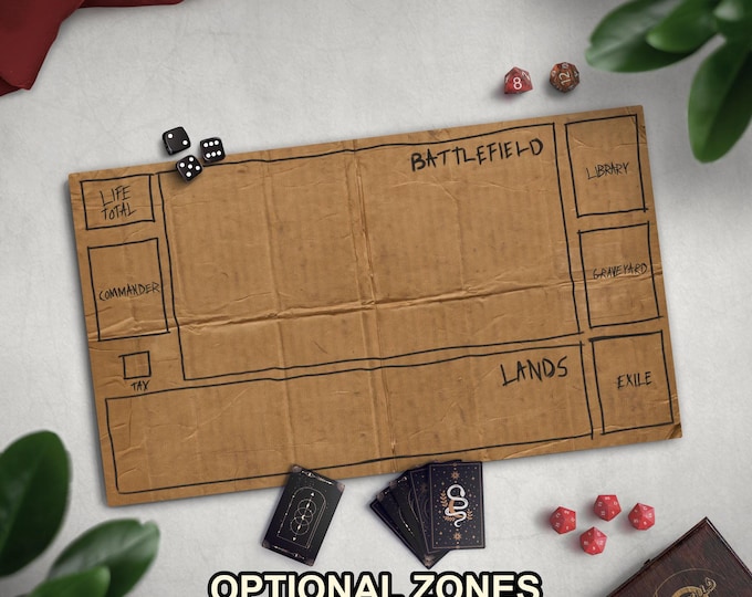 Homeless Man's TCG Playmat, Funny Play Mat With Optional Zones, 14" x 24" Neoprene Game Mat, Cardboard Design, Premium Stitched Edge Playmat