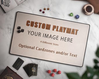 Custom TCG Playmat, Optional EDH Card Zones, Large Extended Mat, TCG Player Gift, 24" X 14" Thick Neoprene Game Mat With Premium Sewn Edges