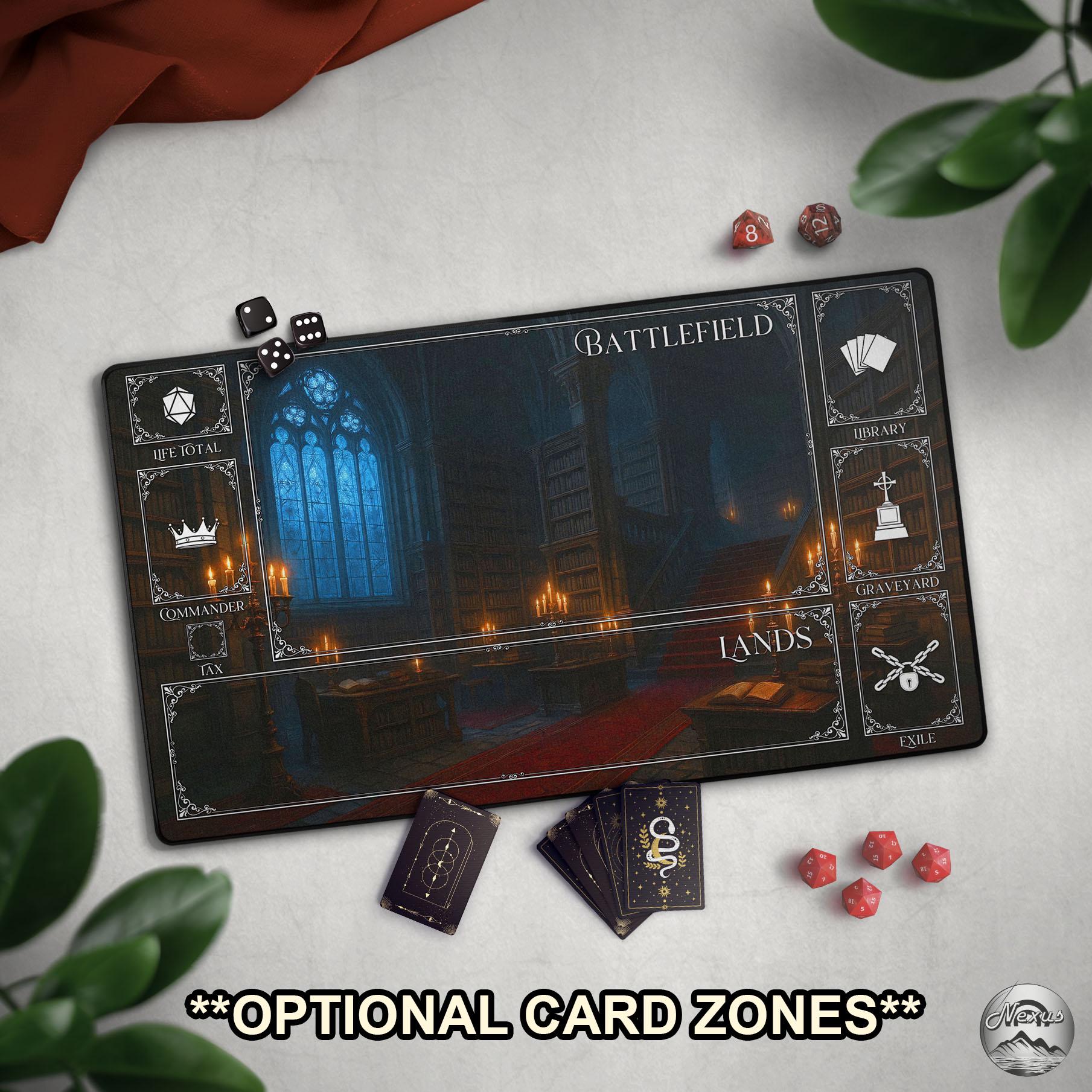 Gothic Castle Library TCG Playmat, Dark Academia Mat With EDH