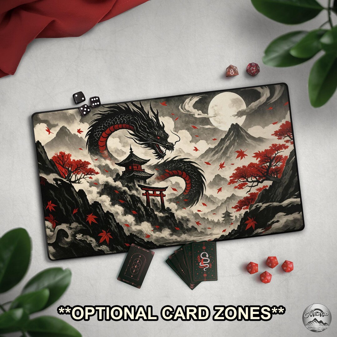 Dragon Ruler Mat Eastern Dragon TCG Playmat, Black & Red Japanese Dragon Mat With EDH ...