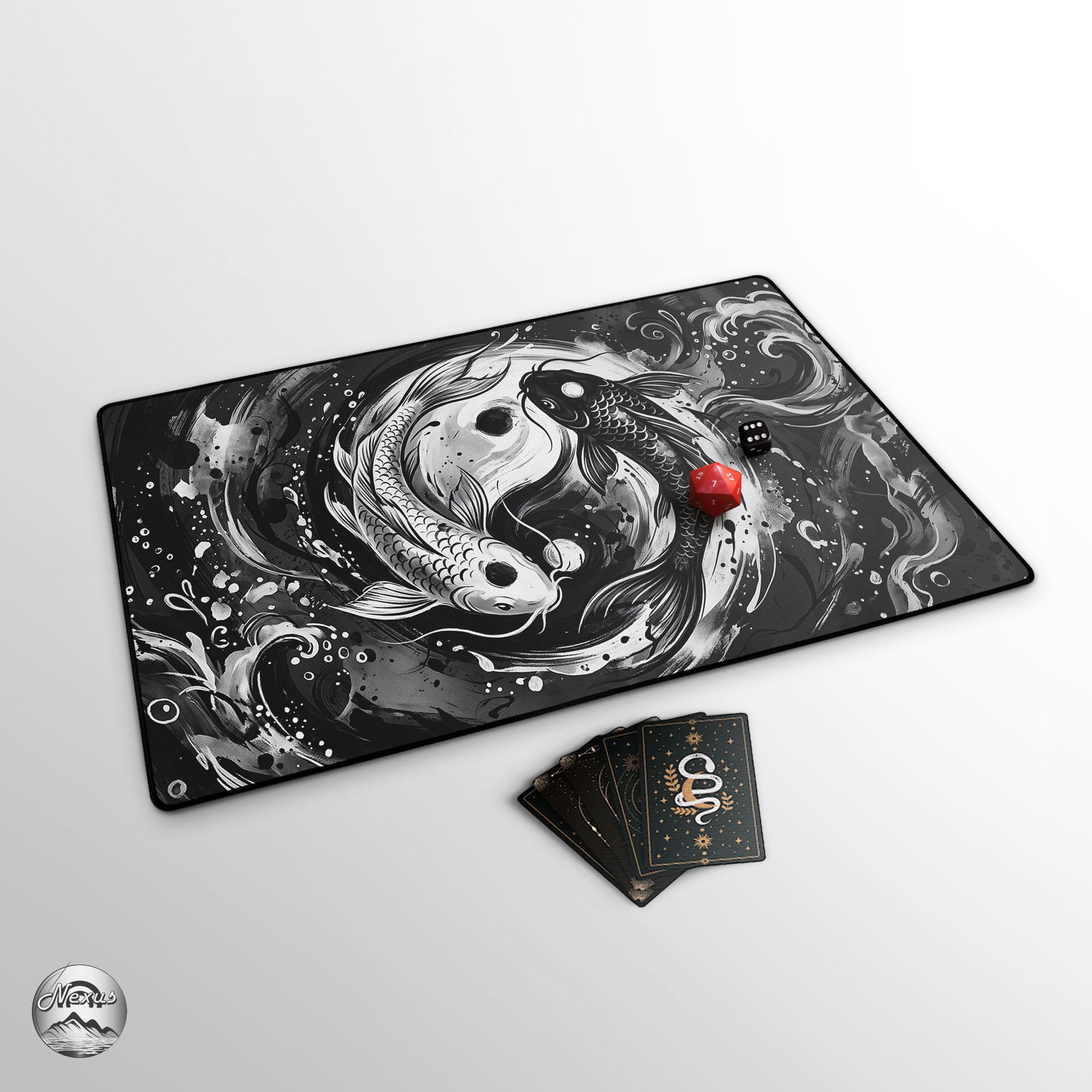 Koi Fish TCG Playmat, Yin & Yang Koi Game Mat, Optional EDH Card Zones ...