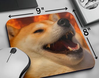 Funny Shiba Mousepad, Laughing Shiba Inu Meme Mouse Pad, Evil Shiba Mat For Dog Lovers