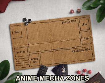 Homeless Anime Mecha TCG Playmat, Funny Play Mat With Zones, Optional Stitched Edge Game Mat, Cardboard Design, Multiple Sizes Available