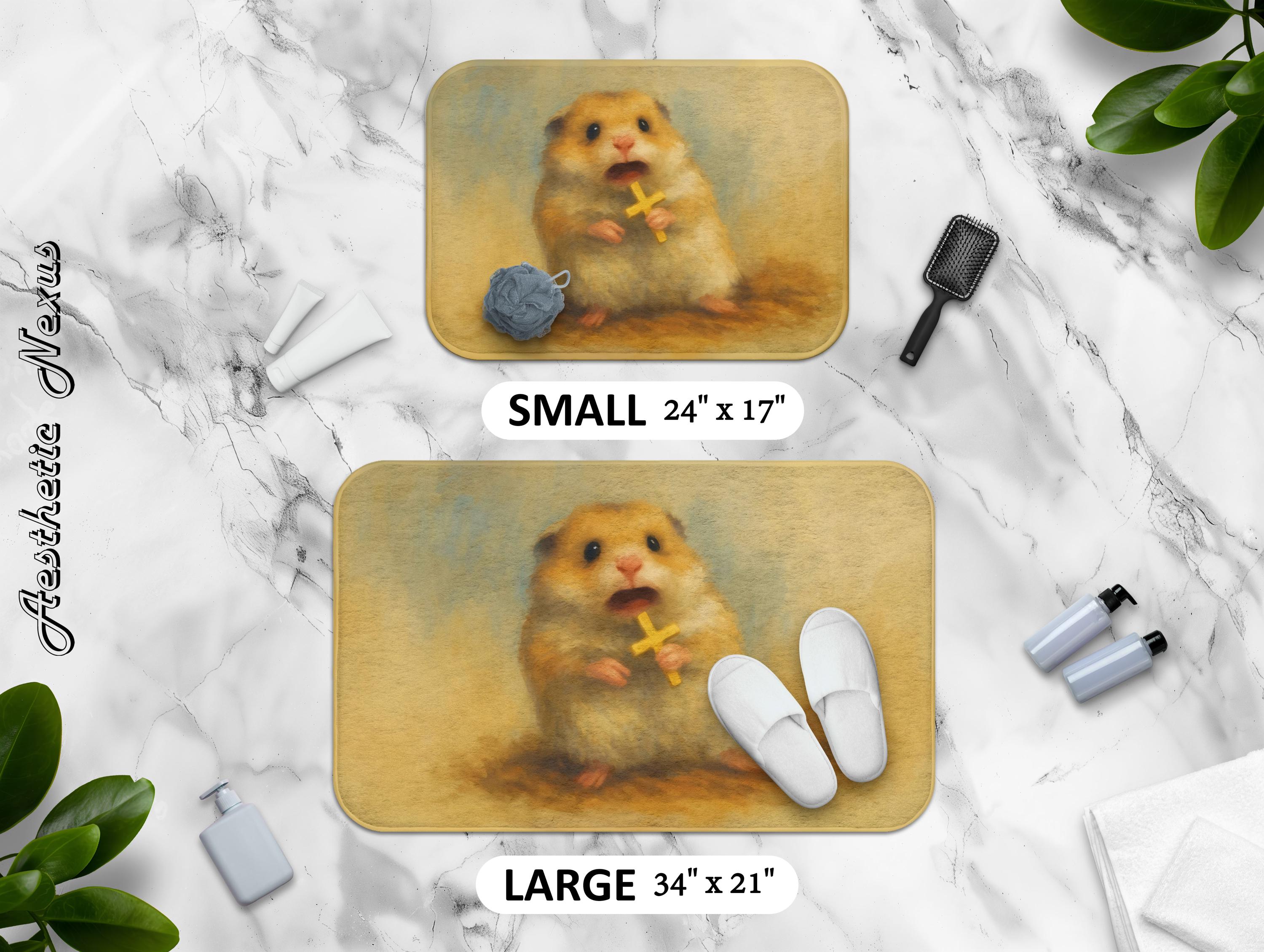Hamster Rug Terrified Hamster Bathmat, Funny Animal Bathroom Rug, Anti-slip Memory ...