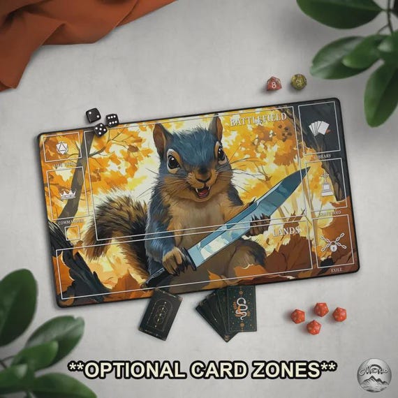 Funny Squirrel With Knife Playmat, Psycho Squirrel TCG Mat