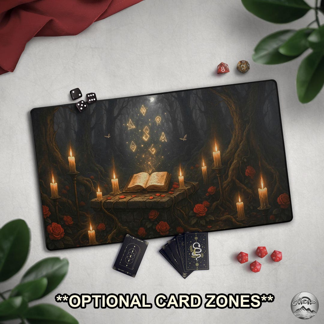 Witchy Ritual TCG Playmat, Dark Fantasy Mat With EDH Card Zones, Gothic ...