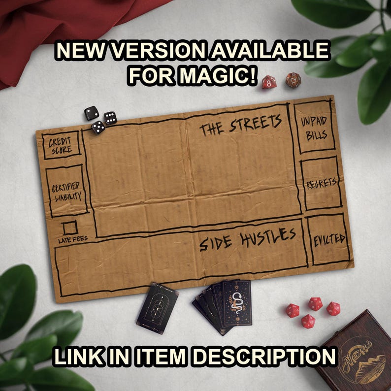Homeless Man's TCG Playmat, Funny Play Mat With Optional Zones, 14" x 24" Neoprene Game Mat, Cardboard Design, Multiple TCG Zones Available image 5