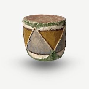 Drum - Small Ceremonial Wood and Skin - Native North American - Antique