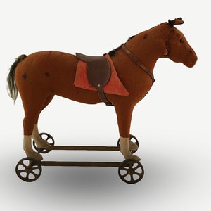Steiff Toy - Victorian Straw Stuffed Rolling Horse - Antique
