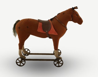 アンティークなビクトリア朝の馬の棒のおもちゃ（車輪付き） - Etsy 日本