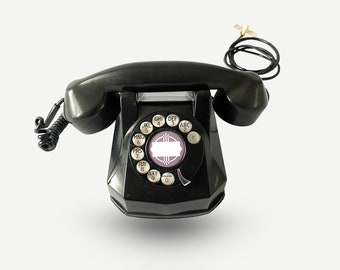 Téléphone Vintage à Cadran En Bakélite - Style Concierge Années 50 - Objet Déco Rétro