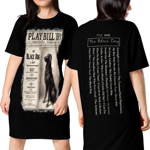The Black Dog T-Shirt Dress Tortured Poets Department TTPD Vintage Theater Playbill