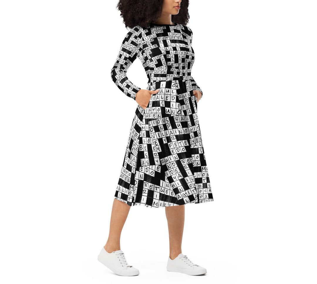 Crossword Puzzle Midi Dress Etsy Crossword Puzzle Midi Dress Etsy