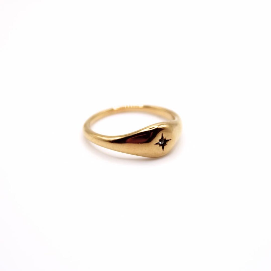 NON TARNISH Gold North Star Ring Gold Rings Stacking Signet Ring Chic ...