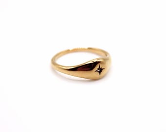 NON TARNISH Gold North Star Ring Gold Rings Stacking Signet ring Chic Gold Ring Gold Star Ring No Tarnish Rings Gold Plated Ring
