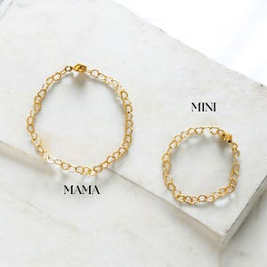 NON TARNISH 14k Mommy And Me Matching Dainty Heart Link Chain Bracelet | Mama And Mini Bracelet Set | Waterproof Tarnish Free Bracelet Gift