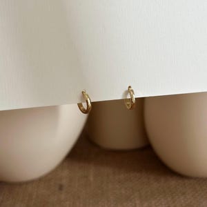 NON TARNISH 18k Gold Mini Solid Huggie Hoops Dainty Minimalist Earrings Gold Filled Everyday Huggie Small Huggie Hoops Simple Earrings