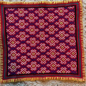 Shipibo Sacred Plant Medicine Ancient Kene Indigenous Peruvian Handmade Ceremonial Altar Cloth