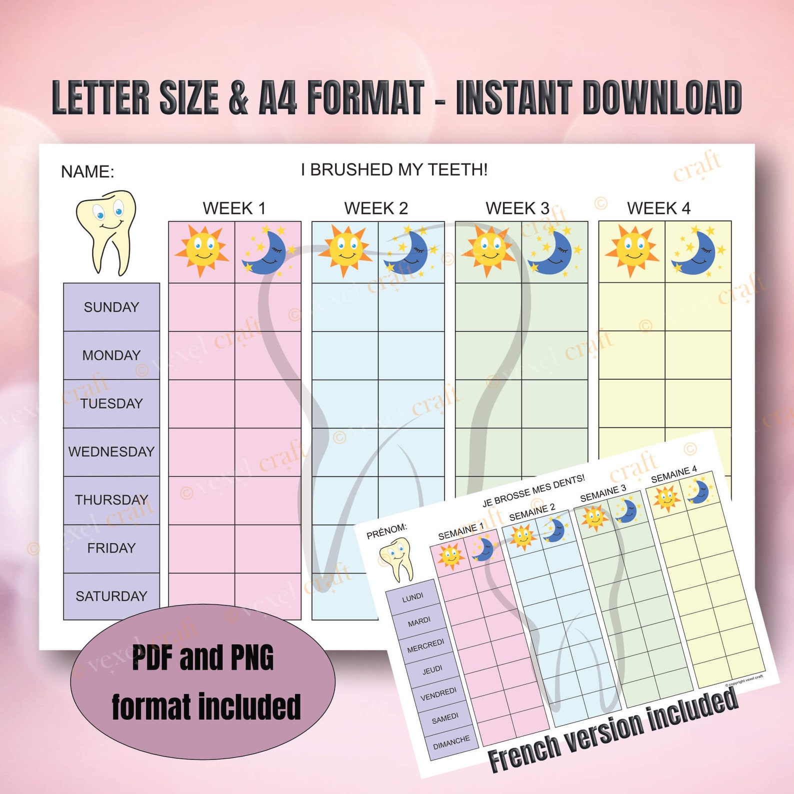 Toothbrushing Chart, Printable Brushing Chart, Fun Routine for Kids. US ...