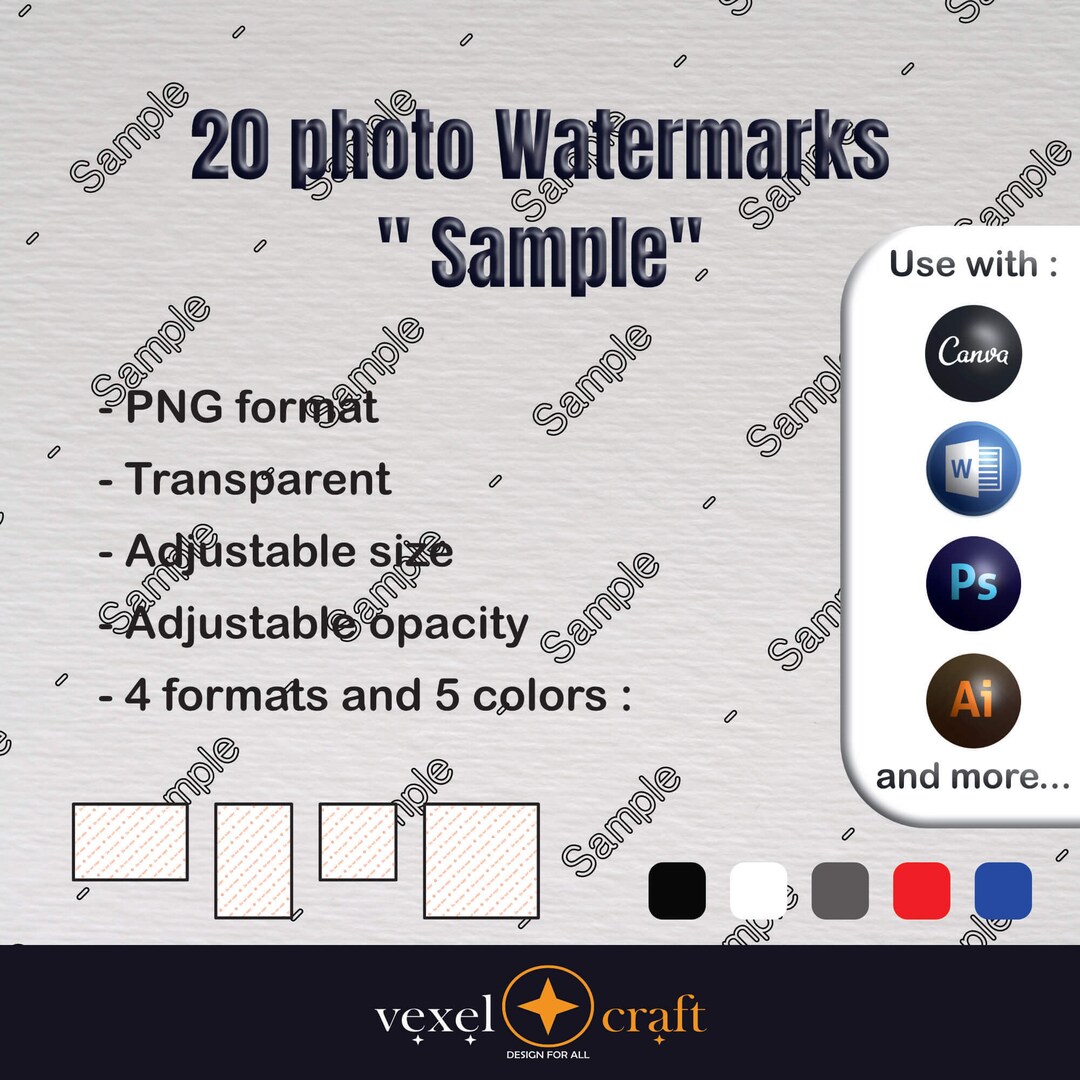 20 Transparent PNG Watermarks Sample For Photos And Etsy