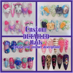 Custom DETAILED Cosplay/Oshi/Anime Press-On Nails (READ DESCRIPTION)