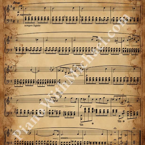Prelude in E minor, Chopin - Vintage Style digital Sheet Music for Artwork