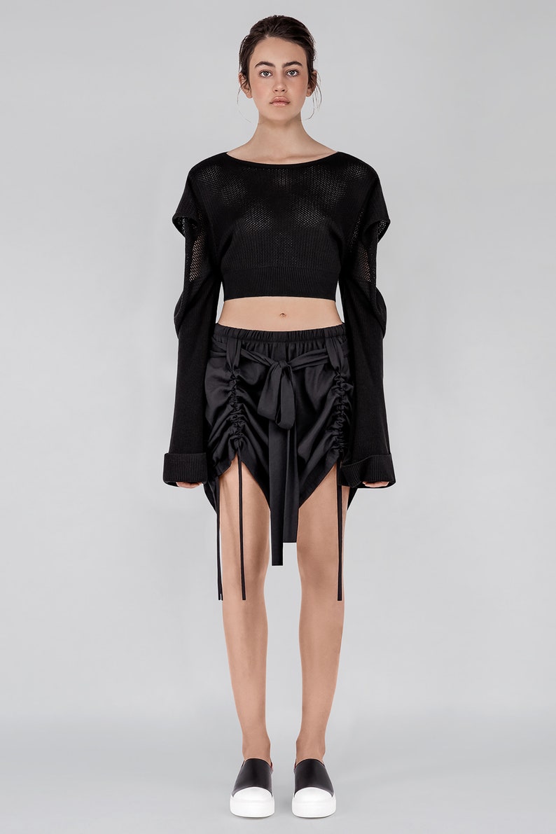 Knit Crop Top with Open Sleeves image 4