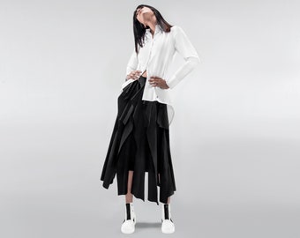 Cotton Patchwork Midi Skirt