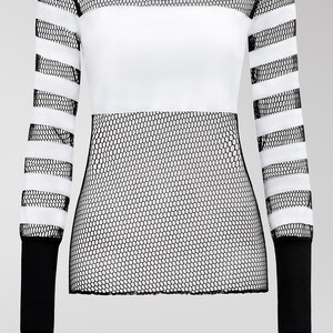 Cotton Mesh Long Sleeve Top image 2