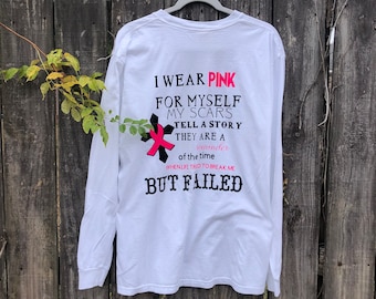 Llevo rosa (camiseta contra el cáncer), concientización sobre el cáncer, vinilo, camisetas de vinilo, hechas a medida, camiseta de concientización sobre el cáncer, camiseta de vinilo personalizada, camisa contra el cáncer