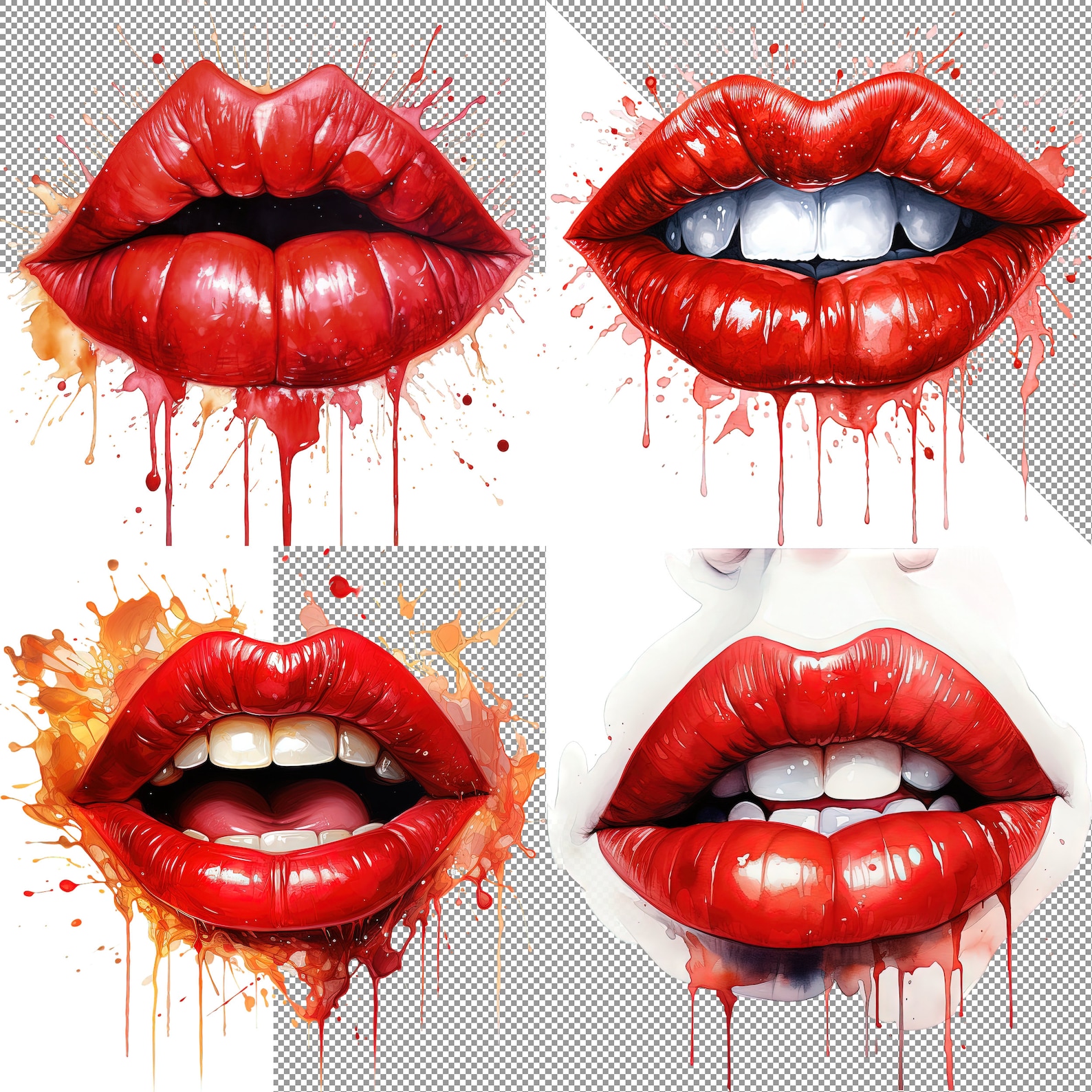 Spirit of Lips Distorted Delight Clipart, Sensual Lipstick Art ...