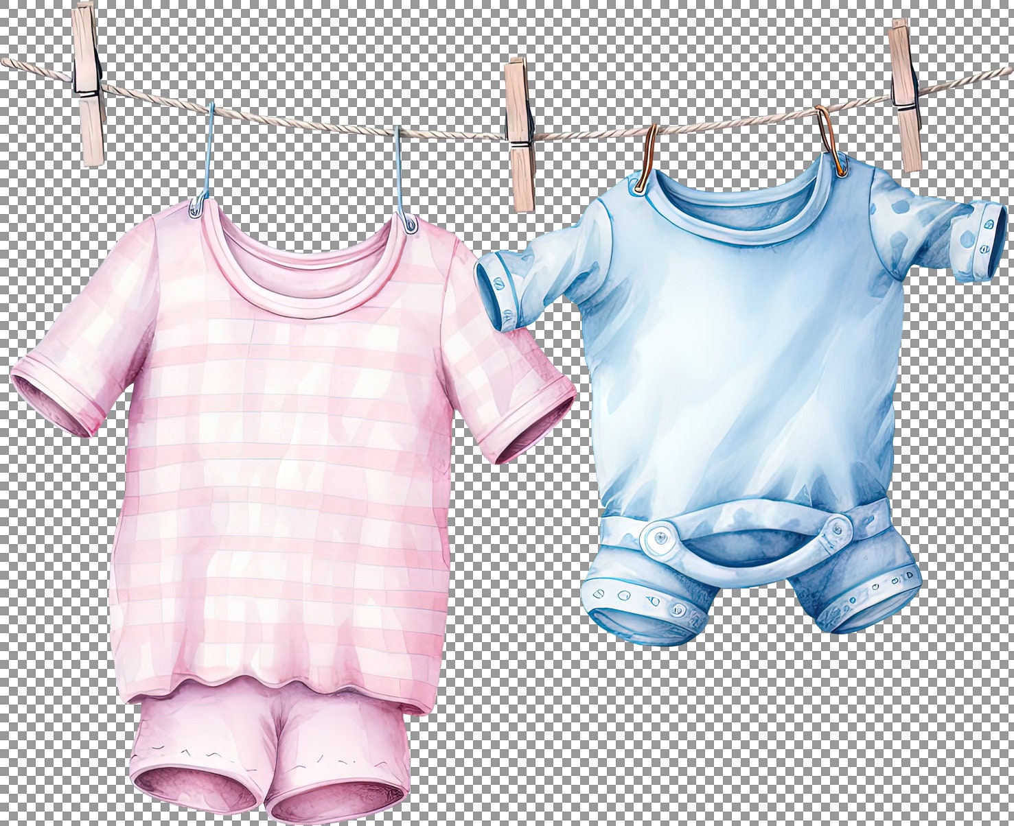 Baby Clothes on Washing Line Clipart, Picture for Baby, Art for Kitchen ...